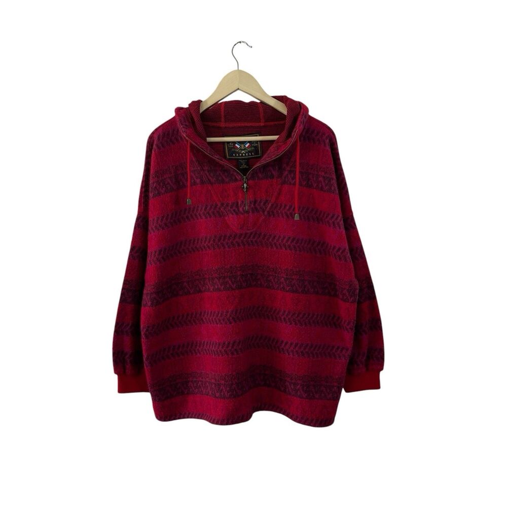 Vintage Express French Country Medium Pullover Fleece Jacket Hoodie Womens